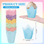 180Pcs Pastel Tulip Cupcake Liners Colorful Muffin Baking Cups Pink Blue Purple Yellow Orange Green Cupcake Wrappers for Spring Easter Holiday Party Supplies