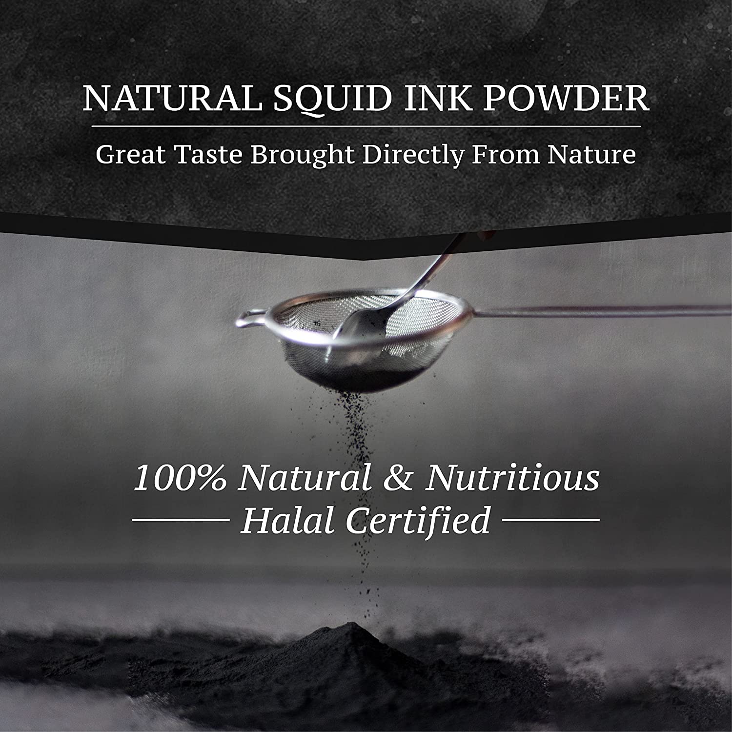Black Hut Squid Ink Powder, Food Coloring for Rice Noodles Pasta Spaghetti Risotto, Nero Di Seppia, Tinta de Sepia, Halal Certificate, Contains Molluscs, 1.76oz / 50g (Pack of 1)