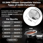 IKAPE Coffee Products, 53mm Coffee Distributor & Hand Tamper, Adjustable Depth Espresso Distributor Fits All 53mm Espresso Portafilter, Compatible with 54MM Breville Bottomless Portafilter (White)
