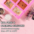 4 Pack Silicone Soap Molds, 6 Cavities Rectangle Silicone Soap Mold, Great for Homemade Craft Soap Bar Mold, DIY Chocolate Molds, Cake Molds & Ice Cube Trays - Just Pop Out (Purple & Pink)