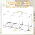 Acrylic Cutlery Organizer, 3-Sectio Clear Plastic Utensil Storage Caddy for Kitchen Countertop, Holds Forks, Knives & Spoons (1 Pcs, 7.1 x 2.6 x 3.5 in)