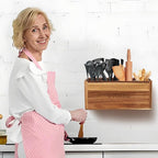 Kitchen Utensil Holder with 4 Compartments, Large Acacia Wood Utensil Caddy Storage Caddy Organizer Countertop for Flatware Silverware Fork Spoon Spatula