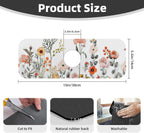 2Pcs Dish Drying Mats Faucet Mats Sets Large Size Coffee Mats Sink Faucet Mat Splash Guard for Kitchen Counter Bathroom Sink Coffee Bar Kitchen Decor (Colorful Wildflowers, 18"x24" 15" x 5.5"Set)