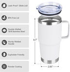 HASLE OUTFITTERS 20oz Tumbler Bulk with Lid, Stainless Steel Tumbler Bulk with Handle, Metal Insulated Travel Coffee Mug Set with Handle, Double Wall Vacuum Leak Proof Tumbler Cup, White 12 Pack