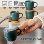 Hasense Stackable Porcelain Mini Espresso Cups and Saucers Set of 6, 4 OZ Ceramic Small Demitasse Espresso Shots Cups with Lids for Nespresso Lungo, Latte, Cafe Mocha and Tea, Green