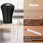 WDT Espresso Distribution Tool Espresso Stirrer Tools for Barista, 0.35mm 7 Needles Espresso Coffee Stirrer with Extra 7 Replaceable Needles, Aluminum Alloy Handle with Stand (Black)