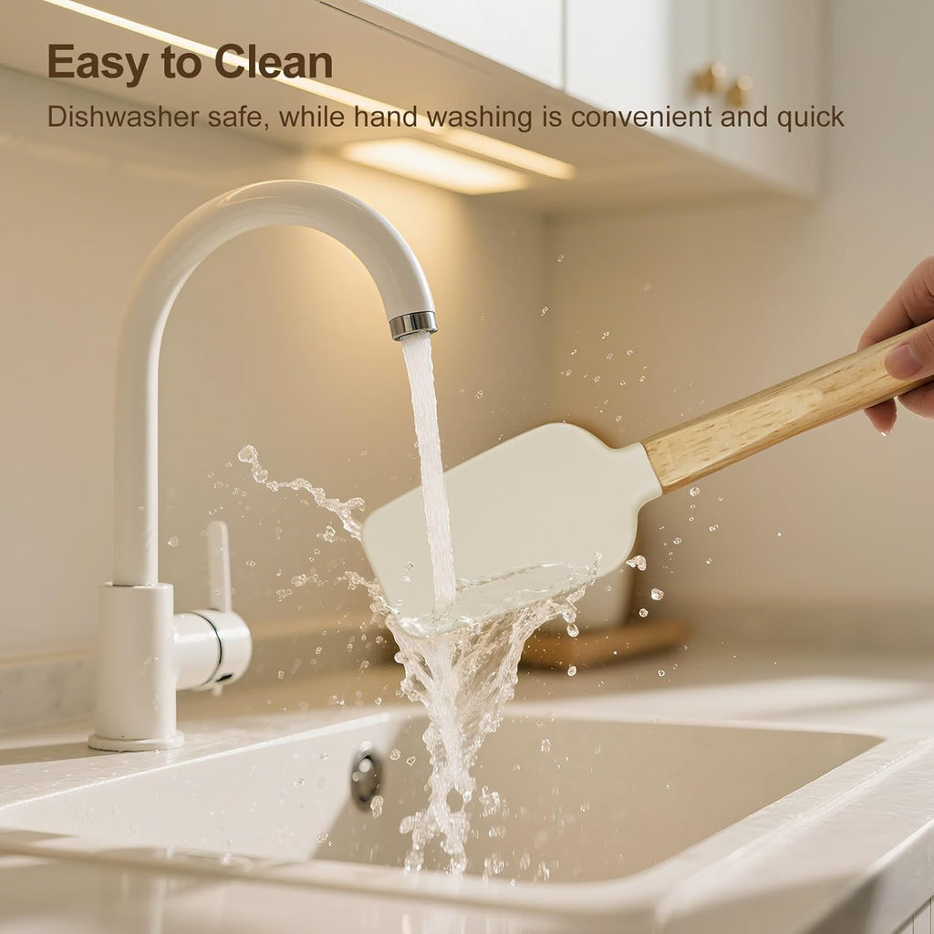 4 Piece Silicone Spatula Set - Food Grade Rubber Spatulas, Nonstick Spoonula & Jar Scraper for Cooking, Baking, Mixing, Frosting - Heat Resistant Up to 600°F, Dishwasher Safe