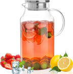 128oz Glass Pitcher with Lid,1 Gallon Glass Water Pitcher Hot/Cold Water Jug, 3.7LJuice and Iced Tea Beverage Carafe with Lid