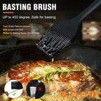 Walfos 3 Size Basting Brush, High Heat Resistant Silicone Pastry Brushes for Barbecue, Baking, Kitchen Cooking, Desserts- Strong Stainless Steel Core Technology