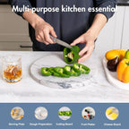 Koville White Marble Cutting Board Cheese Boards for Kitchen Countertop, Large Round Marble Charcuterie Board Pastry Boards for Kitchen Decor, Stone Tray Stone Slab for Home Decor