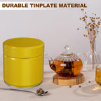 uxcell 2Pcs Round Tea Canisters, 4" x 4" Airtight Metal Tea Containers for Loose Tea, Coffee Beans, Spices - Durable, Compact, and Stylish Storage Tea Tin (Yellow)