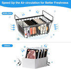 Freezer Organizers bins with Folding Handles，4 Pack Stackable Upright Freezer Organizers baskets for 5-7 Cu.Ft Deep Freezer Storage, Increased Space for Food Storage, Easy to access，Black