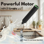 Milk Frother Handheld,3-Speed Rechargeable Coffee Foamer Drink Whisk with 3 Stainless Steel Heads Electric USB C Whisk for Coffee, Latte, Cappuccino, Hot Chocolate, Protein,Egg light Black