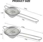 2 Pack Fine Mesh Strainer, Small Stainless Steel Sieves with Handles, for Steeping Loose Leaf Tea, Straining Cocktail, Juice and Sifting Flour, Powdered Sugar (2pcs-Conical)
