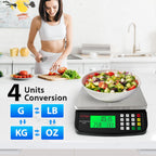 Large Digital Kitchen Scale 40kg/88lb Stainless Steel Price Computing Scale Counting Scale Deli Scale with LCD Display for Baking Bread Cooking Meat Prep Parts and Coins Adapter Included (Black)