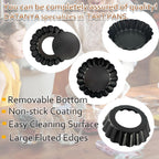 DATANYA 24Packs Mini Tart Pans 3 Inch with Removable Botttom, Carbon Steel Fluted Tart Tin Shell Mold Round Nonstick 3'' Quiche Pans for Pies, Mousse Cakes, Dessert Baking