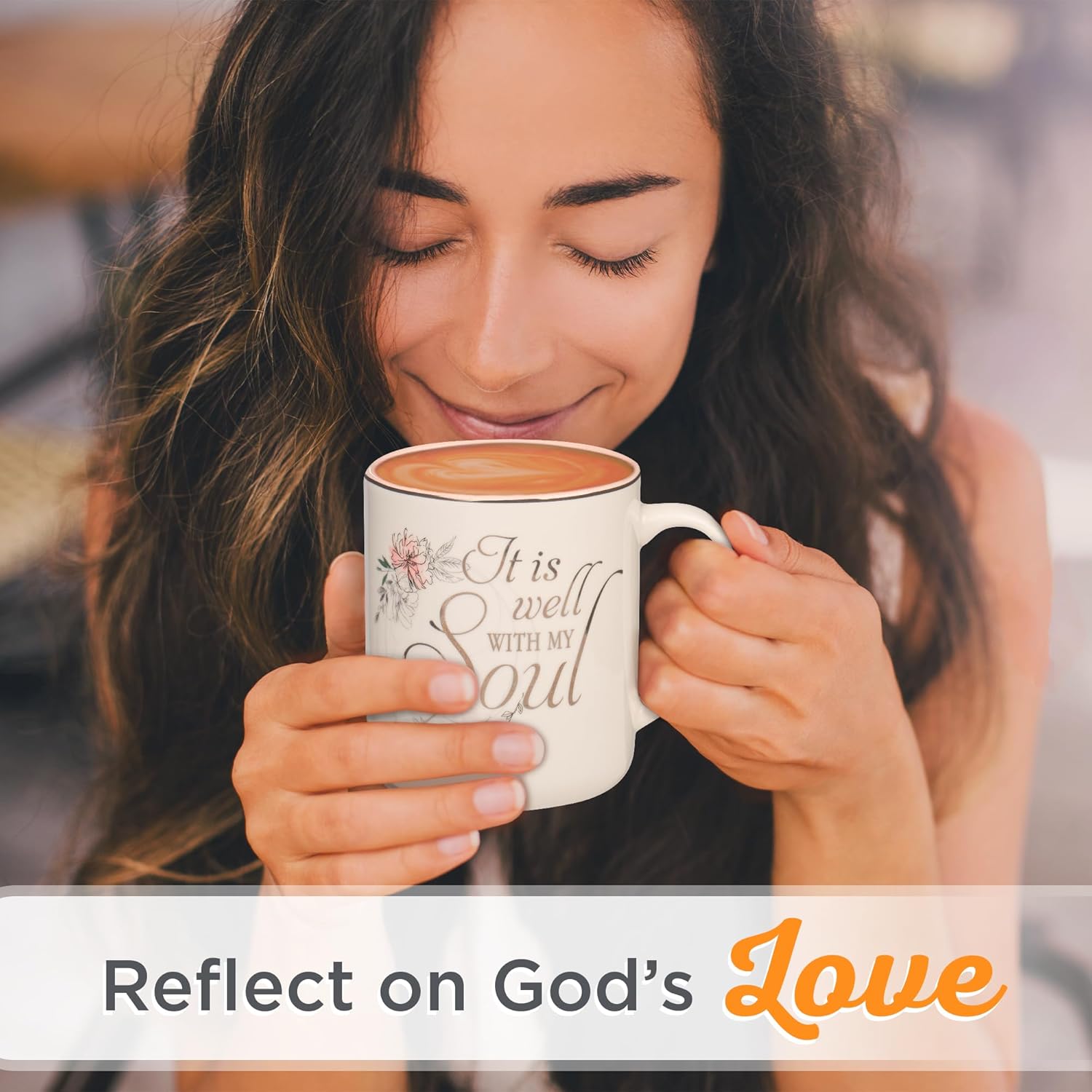 Christian Art Gifts Floral Pink Ceramic Coffee Mug – 14 oz. Lead and Cadmium-free, Non-toxic Inspirational Scripture Coffee and Tea Mug for Women with Worship Song and Hymn: It is Well with My Soul