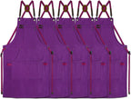 5 Pack Kitchen Apron, Work Apron, Canvas, Multiple Pockets, Gardening, Painting, BBQ, Artist, Carpenter, Sizes M to XXL, Purple