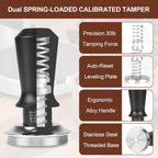 53mm Espresso Tamper Set - Dual-Spring Calibrated Coffee Tamper, 8-Needle WDT Tool Espresso Distribution Tool, Magnetic Aluminum Dosing Funnel, Reusable Puck Screen, Fit for 53mm Portafilters