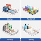 Plastic Storage Bins, 2 Pack Stackable Fridge Organizer Bins, Freezer Storage Bins, Clear Refrigerator Organizer Bins, Multipurpose Kitchen Pantry Organizers and Storage (L)