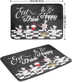 Bistro Fat Chef Dish Drying Mat 18x24 Anti Fatigue Wine Plump Italian Red Glass Drainer Mat Black White Chubby Pasta Cook Check Dishes Pad Buffalo Plaid Dish Drainer Rack Mats Kitchen Decor