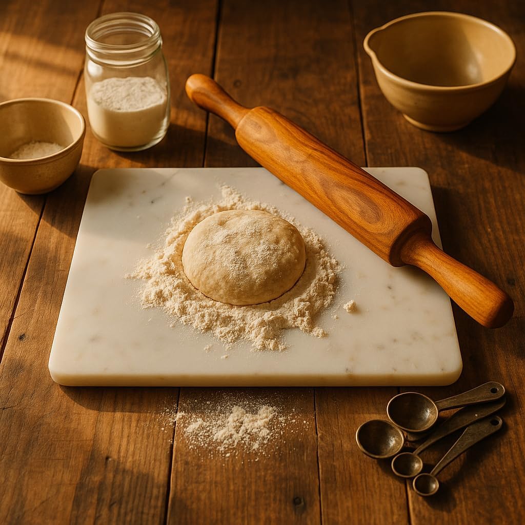 Marble Pastry & Cutting Board – 10x14 Inch Natural Stone Slab with Non-Slip Feet for Dough, Cheese, Baking, Serving, Charcuterie, Trivet – Easy to Clean Gift Tray.