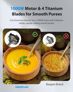 1000W Powerful Immersion Blender Handheld, 2025 New Update Hand Blender with 25-Speed and Heavy-Duty Copper Motor, 4 in 1 Hand Mixer with Chopper, Whisk, Beaker and Wand