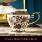 ACMLIFE Tea Set for Adults for 6, Blue and White Tea Set with Cups, Bone China Vintage Floral British English Tea Pot with Cups and Saucers for Women Party, Afternoon Service or Gift Giving (Pink)