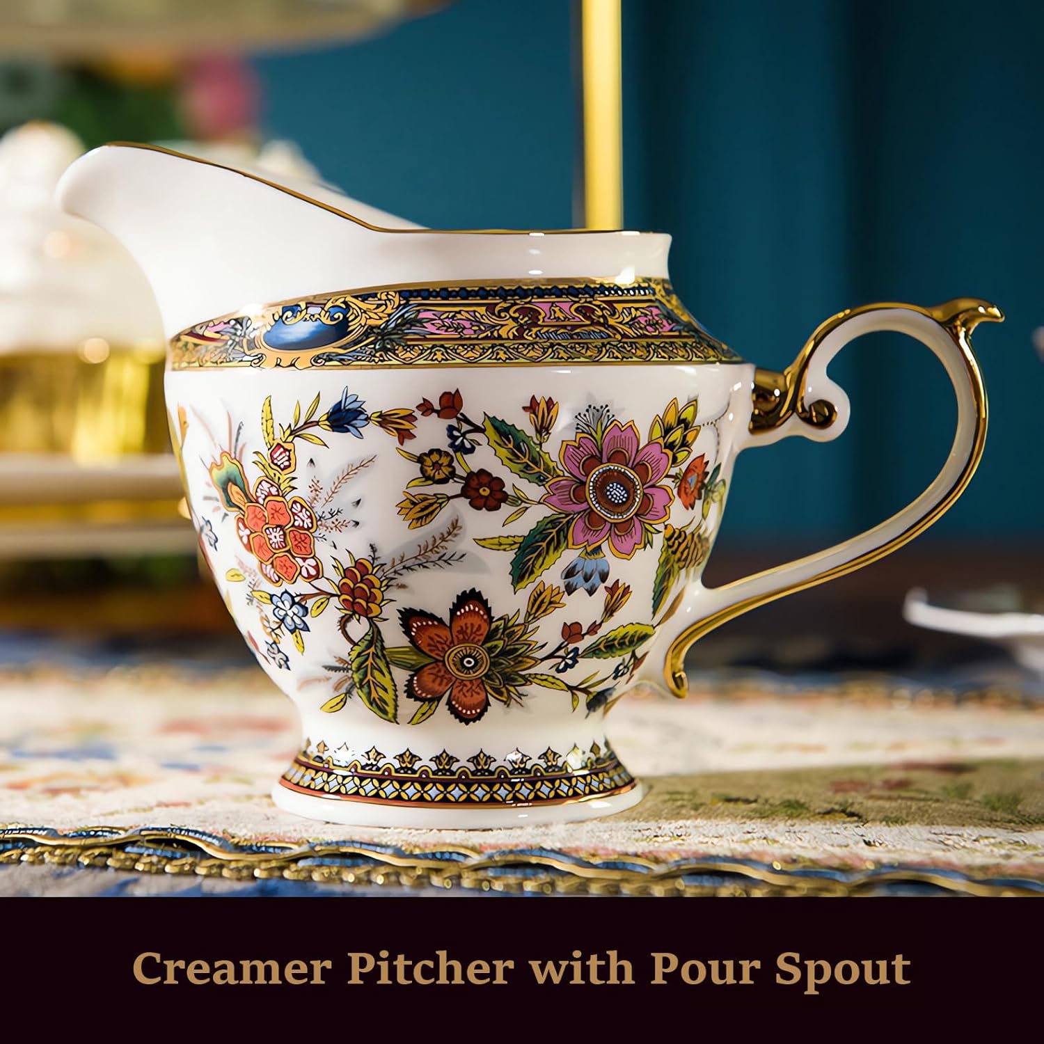 ACMLIFE Tea Set for Adults for 6, Blue and White Tea Set with Cups, Bone China Vintage Floral British English Tea Pot with Cups and Saucers for Women Party, Afternoon Service or Gift Giving (Pink)