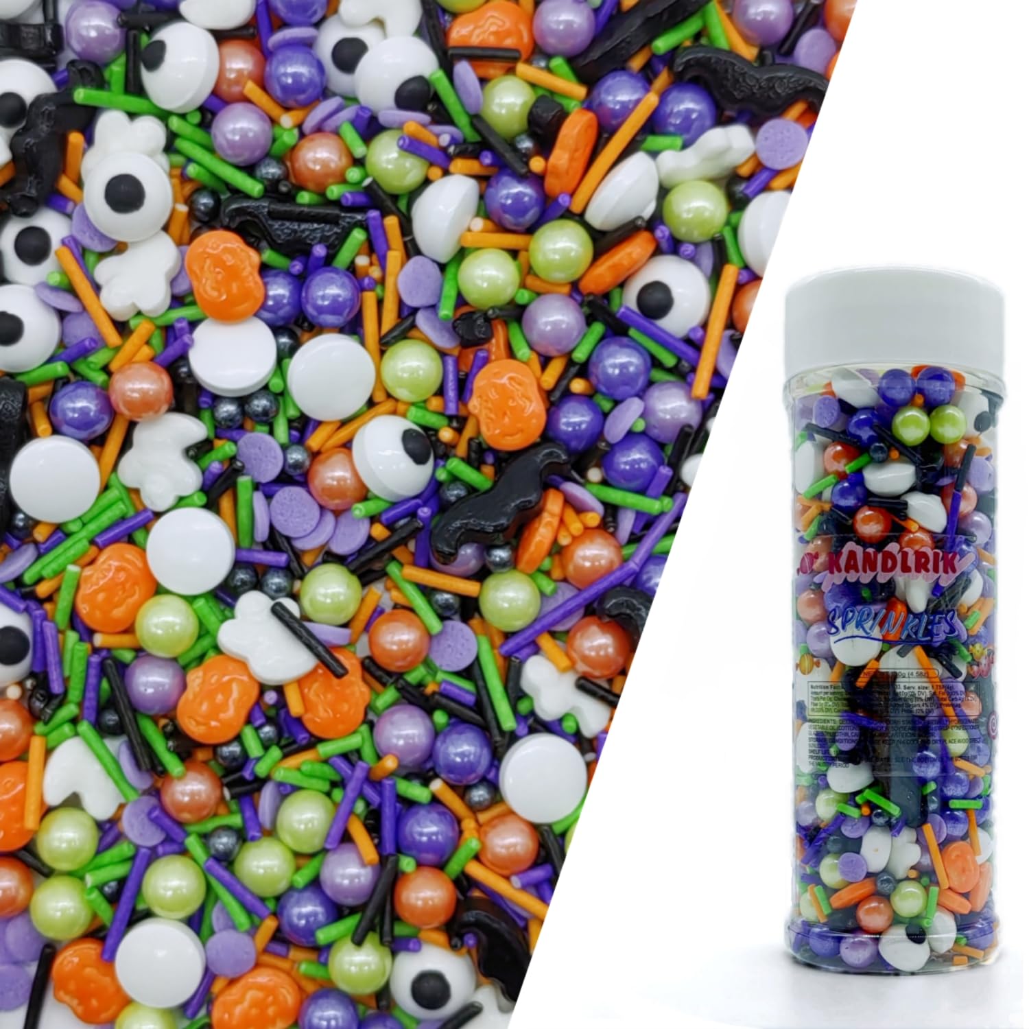 Halloween Sprinkles Ghost & Pumpkin & Eyes Cake Decorations Topper Edible Themed Sprinkles For Cookie Decorating, Chocolate Desserts, Cupcakes, Ice Cream 4.58OZ