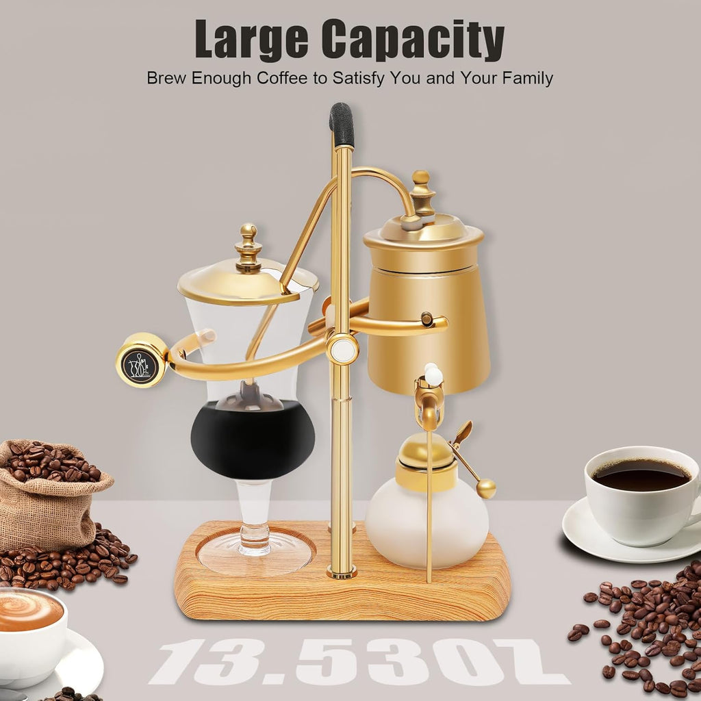 Belgian/Belgium Luxury Royal Family Balance Syphon Coffee Maker, Elegant Design Retro-Style Siphon Brewer