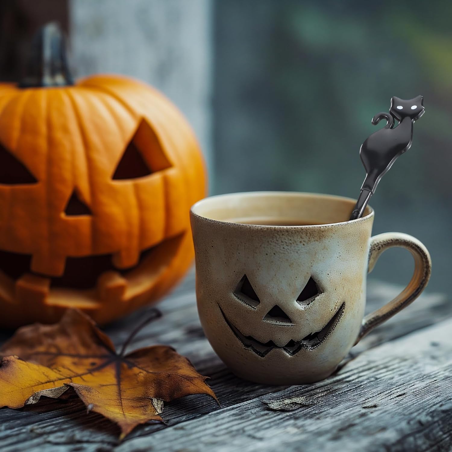 30 Pcs Halloween Swizzle Sticks Plastic Coffee and Cocktail Stirrers Fall Thanksgiving Drink Stirrers Cocktail Mixers for Halloween Fall Autumn Party Tea Coffee Bar Decoration(Black Cat)