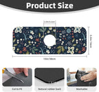 2Pcs Dish Drying Mats Faucet Mats Sets Large Size Coffee Mats Sink Faucet Mat Splash Guard for Kitchen Counter Bathroom Sink Coffee Bar Kitchen Decor (Cute Wildflowers, 18"x24" 15" x 5.5"Set)