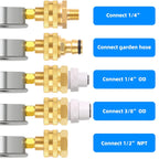MEANLIN MEASURE 0~200Psi Stainless Steel Frame 3/4" Female Liquid Filled Pressure Gauge kit Plus 5 adapters, 2.5" FACE DIAL Multi-Purpose Pressure Gauge kit, Suitable for Gardens, Water Pipes, etc