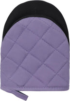 1 Pair Short Oven Mitts, Heat Resistant Silicone Kitchen Mini Oven Mitts for 500 Degrees, Non-Slip Grip Surfaces and Hanging Loop Gloves, Baking Grilling Barbecue Microwave Machine Washable