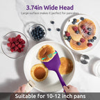 600ºF Heat Resistant Silicone Turner: U-Taste 13.6in Solid Kitchen Spatula Flipper, Food Grade Flexible & Thin Rubber Seamless Cooking Utensil for Flipping Egg, Pancake in Nonstick Cookware (Purple)