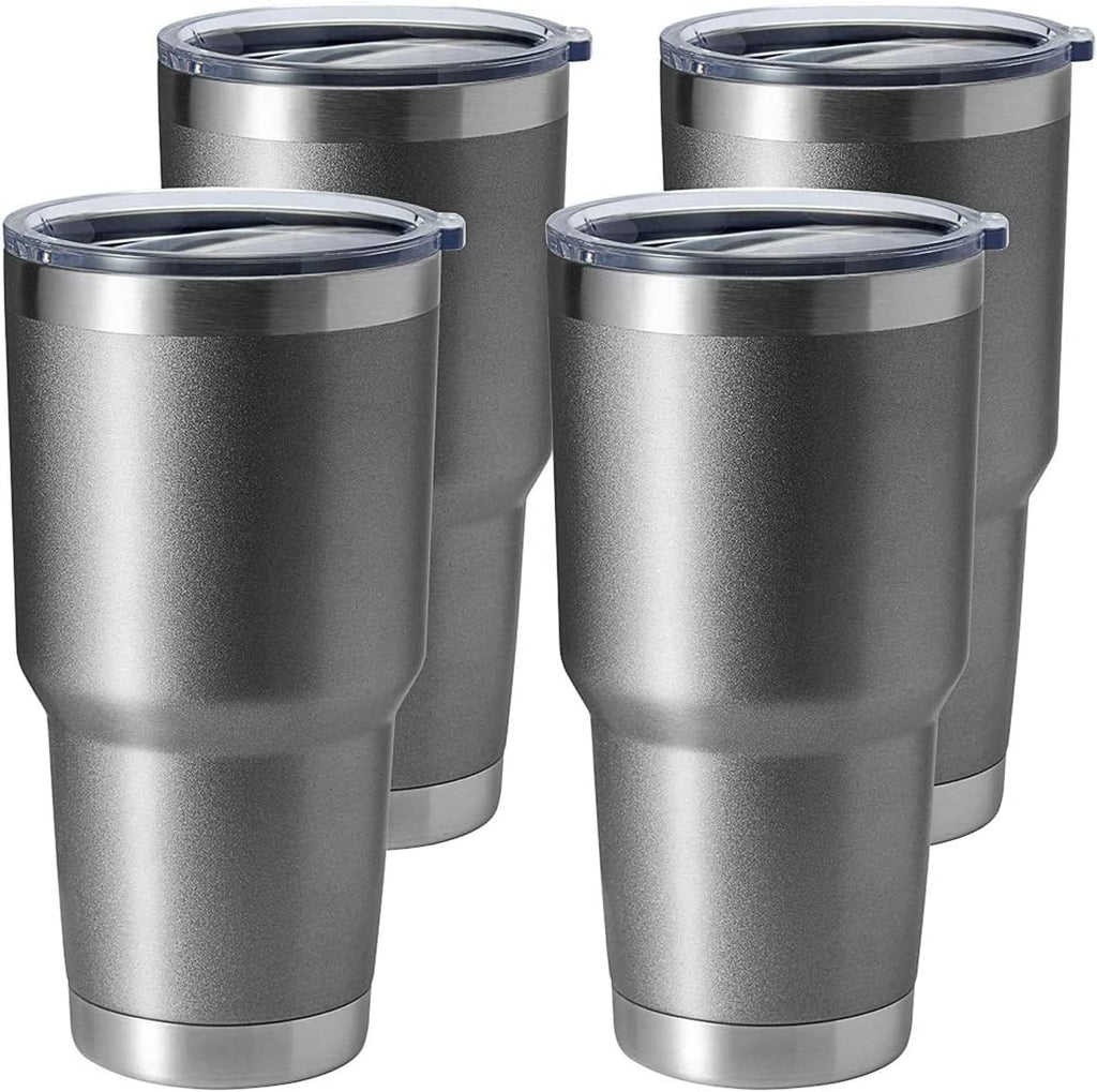 HASLE OUTFITTERS 30oz Stainless Steel Tumbler, Double Wall Vacuum Insulated Travel Mug Tumbler, Durable Insulated Coffee Mug, Gift Box Set (Grey, 4)