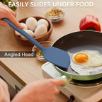 Coukre 2 Pack Silicone Spatula Set, High Heat Resistant, BPA Free Kitchen Spatula, Solid & Slotted Turner for Non-Stick Pans, Sautéing, and Flipping (2, PureDarkBlue)