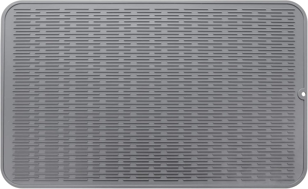 Silicone Dish Drying Mat for Multiple Usage,Easy clean,Eco-friendly,Heat-resistant Silicone Mat for Kitchen Counter or Sink,Refrigerator or Drawer Liner Grey 3XL 28 inches x 18 inches