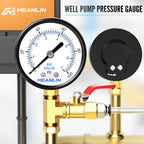 MEANLIN MEASURE 0-100Psi Well Pump Pressure Gauge 2" FACE DIAL 1/4" NPT for Well Pump Water Tire Water Pressure Tester Lower Mount, with Teflon Tape