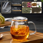 Glass Teacups 4 Pack Glass Tea Cup with Infuser and Lid, 17.6oz/520ml Large Borosilicate Teacup,Tea Clear Mug Cup for Loose Leaf Blooming Tea, Microwave & Dishwasher Safe