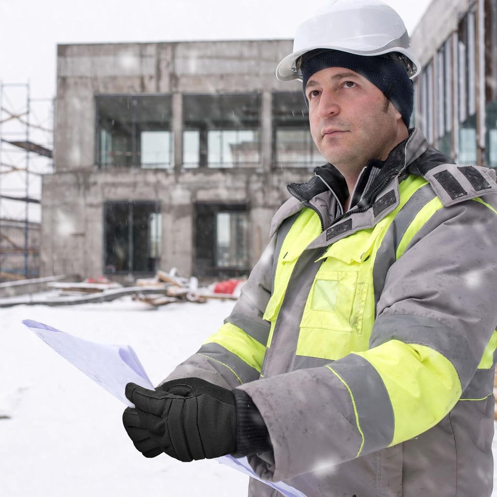 KAYGO Insulated Mechanic Work Gloves,3 Pairs KG127W Winter Thermal Safety Work Gloves for Men and Women, Double Lining,Heavy duty,Improved dexterity,Excellent Grip,Ideal for outdoor jobs,2XL