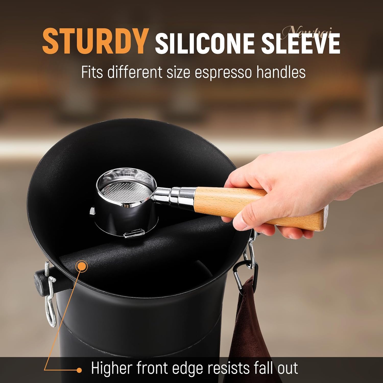 Newhai Espresso Coffee Knock Box for Commercial Use, with 30 Gabbage Bags & towal, Detachable Design, 4.2 Gal Large Capacity