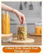 ZENS Modern Glass Food Storage Jars Set of 2, 50oz Clear Glass Canisters with Airtight Lids, Large Container for Kitchen Pantry Pasta, Sugar, Flour, Coffee, Pasta, Tea