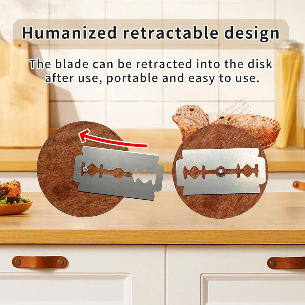 Bread Lame Sourdough Scoring Tool,Wooden Lame Bread Scoring Tool with 5 Razor Blades and Leather Storage Cover,UFO Bread Lame Dough Scoring Tool for Bread Baking