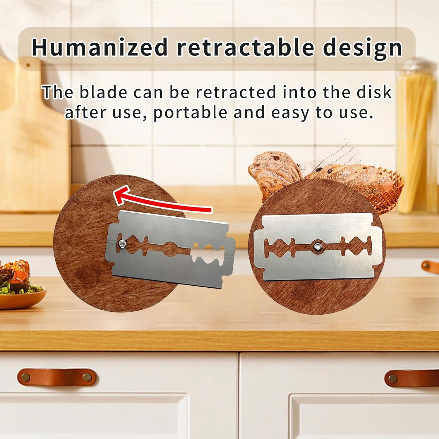 Bread Lame Sourdough Scoring Tool,Wooden Lame Bread Scoring Tool with 5 Razor Blades and Leather Storage Cover,UFO Bread Lame Dough Scoring Tool for Bread Baking