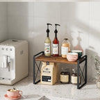 Giikin Countertop Shelf Organizer, Cupboard Stand Spice Rack, Retro Style Cabinet Shelf for Pantry, Kitchen, Bathroom, Reading Room, Bedroom to Save Space (7.8" D x 15.7" W x 9.4" H, Rustic Brown)