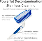 2-Pack Scrub Brush for Cleaning with Long Handle,Medium Firm Brush Bathroom Cleaning Supplies and Bathtub Cleaner and Shower Cleaning Brush,Multi-Scene Use for Kitchen or Carpet Brush,White&Blue