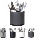 Silverware Organizer Kitchen Utensil Holder 360°Rotating For Counter Organizer Stainless Steel Storage Silverware Caddy 3 Compartment Flatware Spoon Spatula Tool Cutlery Container(Grey)
