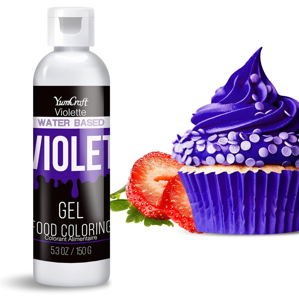 Food Coloring Gel - Vibrant Color Gel Food Coloring for Cake Decorating, Baking, Easter Egg, Icing - Tasteless Food Color Dye for Fondant, Cooking, Slime, Airbrush (Violet, 5.3oz)